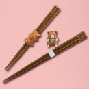 [Cat-themed Selection] Hasikko Cat Chopsticks and Chopstick Rest Set - Brown Tabby