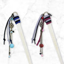 Cow horn turquoise single hairpin - blue/red