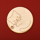 Neko Masshiro Original Wooden Coaster - Sleeping Cat