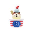 【猫まっしぐらセレクト】concombre 雪猫アイス店・猫の置物ミニ-冷え冷えカップアイス猫