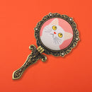 [Cat-centric Selection] KANNEKO Cat Hand Mirror - White Cat, Pink