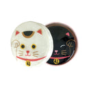 [Cat Masshiro Select] Japanese Lucky Cat Motif Capiz Box - Maneki Neko (Lucky Cat) - Set of 2