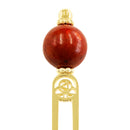 Coral ball two-pronged hairpin - crimson
