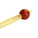 Coral ball two-pronged hairpin - crimson