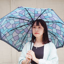 Japanese-style textile tri-fold umbrella - colored glass/hydrangea 
