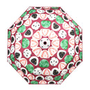 Japanese Textile Tri-Fold Umbrella, Four-Color Daifuku - Azuki Beans