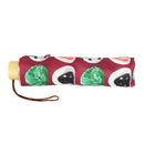 Japanese Textile Tri-Fold Umbrella, Four-Color Daifuku - Azuki Beans