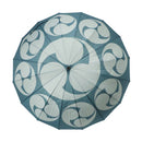 Natural bamboo 16-stalk long umbrella, Kuyo Tomoe design - Light blue