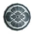 Natural bamboo 16-strand long umbrella, round with quince design - gray-blue