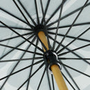 Natural bamboo 16-strand long umbrella, round with quince design - gray-blue