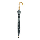 Natural bamboo 16-strand long umbrella, round with quince design - gray-blue