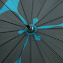 Natural bamboo 16-stalk long umbrella, seven-leaved bamboo leaves - deep blue