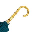 Natural bamboo 16-stalk long umbrella, seven-leaved bamboo leaves - deep blue