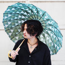 Japanese Pattern Textile: Natural Bamboo 16-Rib Long Umbrella - Scale Pattern / Susuyanagi (Japanese Textile Style: Natural Bamboo 16-Rib Long Umbrella - Scale Pattern / Susuyanagi) 