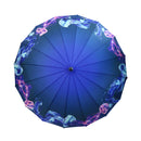 Japanese Pattern Textile "Kiwami" 16-piece Long Umbrella - Swimming Jellyfish/Dark
