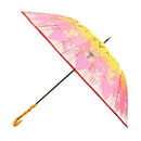 Japanese-style natural bamboo 16-rib transparent umbrella with chrysanthemum cut glass base (Japanese-style natural bamboo 16-rib transparent vinyl umbrella with chrysanthemum cut glass base)