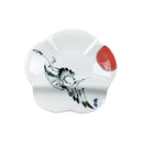 Hasami ware hand-painted flower-shaped chopstick rest small plate - crane 