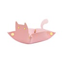 [Cat Masshiro Select] Assembled Cat-Shaped Leather Tray, Pink