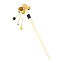 Cow horn shimenawa kanzashi (single hairpin) - Blue/Red/Purple/Black