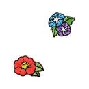 和柄刺繍ワッペン‐二色朝顔＆椿
