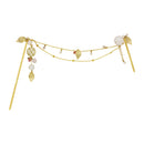 Two-piece hairpin with a jade branch of Horai and seven jewels - Sky/Peach 