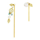 Two-piece hairpin with a jade branch of Horai and seven jewels - Sky/Peach 