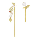 Two-piece hairpin with a jade branch of Horai and seven jewels - Sky/Peach 