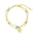 Two-piece hairpin with a jade branch of Horai and seven jewels - Sky/Peach 