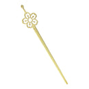 Flower Pattern Flat Hairpin - Cherry Blossom/Brass