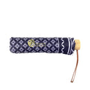 Japanese Pattern Textile Three-Folding Umbrella - Kiriko Glass/Navy 