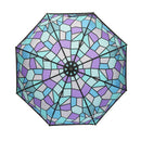 Japanese-style textile tri-fold umbrella - colored glass/hydrangea 