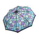 Japanese-style textile tri-fold umbrella - colored glass/hydrangea 