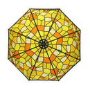 Japanese-patterned textile tri-fold umbrella - colored glass/honey 