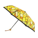 Japanese-patterned textile tri-fold umbrella - colored glass/honey 