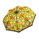 Japanese-patterned textile tri-fold umbrella - colored glass/honey 