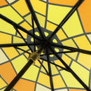 Japanese-patterned textile tri-fold umbrella - colored glass/honey 