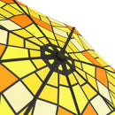 Japanese-patterned textile tri-fold umbrella - colored glass/honey 