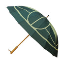 Japanese Pattern Textile 16-Rib Long Umbrella - Nine Bamboo Leaves/Deep Green 