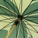 Japanese Pattern Textile 16-Rib Long Umbrella - Nine Bamboo Leaves/Deep Green 
