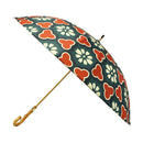 Japanese Pattern Textile: Natural Bamboo 16-Rib Long Umbrella - Kikubishi/Roman 