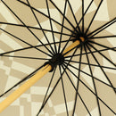 Japanese Pattern Textile: Natural Bamboo 16-Rib Long Umbrella - Kumiki/Pale Yellow 