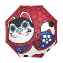 Japanese Pattern Textile Three-Folding Umbrella - Inuhariko 