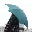 Japanese Pattern Textile Natural Bamboo Bat Umbrella/Deep Green 