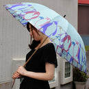 Japanese Pattern Textile 16-Rib Long Umbrella - Group of Penguins / Pastel 