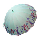 Japanese Pattern Textile 16-Rib Long Umbrella - Group of Penguins / Pastel 