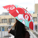 Japanese Pattern Textile 16-Rib Long Umbrella - Morning Glory/Red 