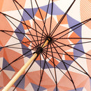 Japanese Pattern Textile 16-Rib Long Umbrella - Kaleidoscope/Red 