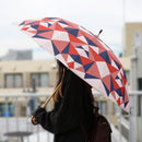 Japanese Pattern Textile 16-Rib Long Umbrella - Kaleidoscope/Red 