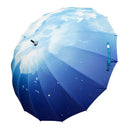Japanese Pattern Textile 16-Rib Long Umbrella - Sky 