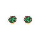 Traditional Mizuhiki Earrings - Two-Colored Plum Blossoms 